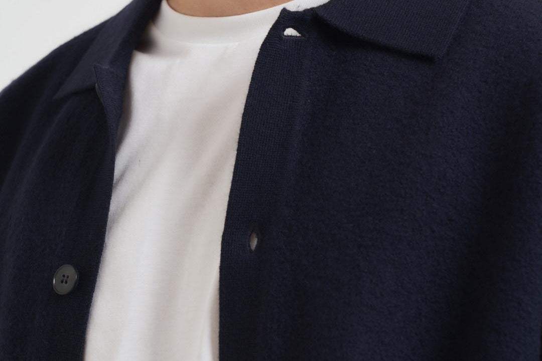 Cardigan Sarichard dritto in lana uomo blu M25300038 SALUTE SAMSØE SAMSØE 