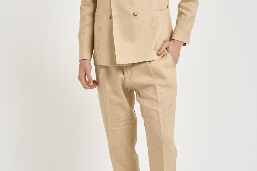 Abito uomo beige in lino MERINI ABS707BEIGE ACCADEMIE TESSILI 