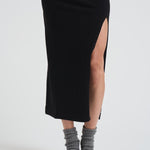 Abito donna lungo con spacco nero D550909 LIME013NERO P.a.r.o.s.h. 