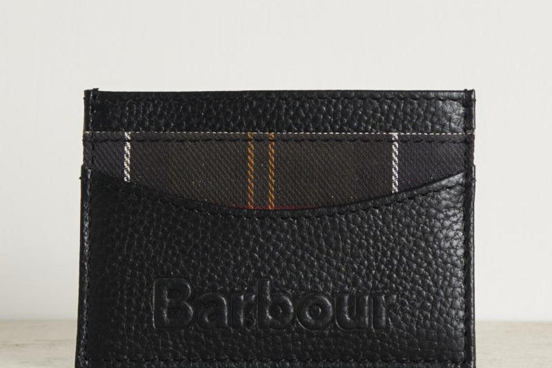 Portacarte uomo nero dettaglio tartan MLG0060 BK11 BARBOUR 