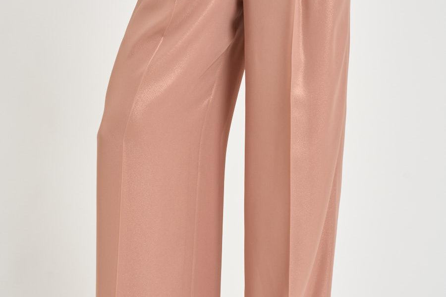 Pantalone donna a palazzo in georgette rosa E04185D 157 PESERICO 