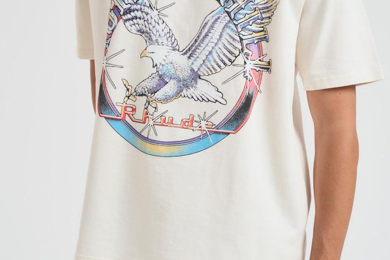 T-shirt uomo girocollo bianca con stampa TT13012 VINTAGEWHITE0028 RHUDE 