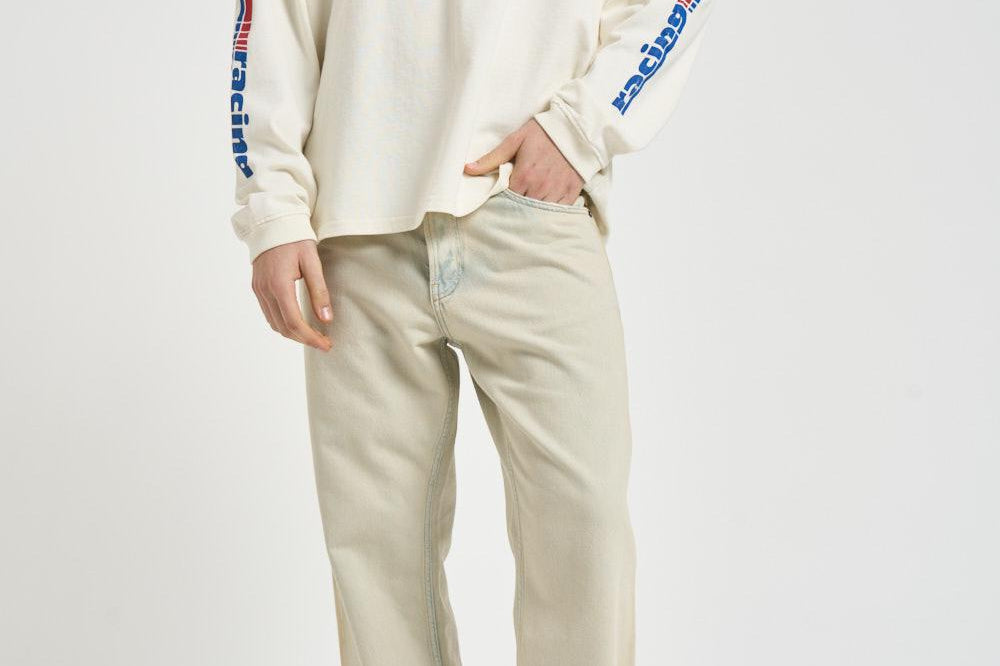 T-shirt uomo a manica lunga bianca TT17012 6010WHITEREDBLUE RHUDE 