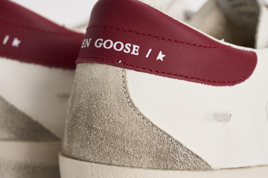 Sneakers uomo Super-Star bianca e bordeaux GMF00104 F00872615984 GOLDEN GOOSE 