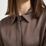 Camicia donna satinata marrone A06402 01943151 PESERICO 
