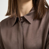 Camicia donna satinata marrone A06402 01943151 PESERICO 