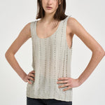 Blusa donna con strass grigia 106214A31F TESSAI18 PINKO 