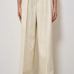 Pantalone donna Lou a palazzo gessato panna 10863 MTL66 ANINE BING 