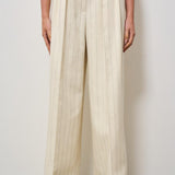 Pantalone donna Lou a palazzo gessato panna 10863 MTL66 ANINE BING 