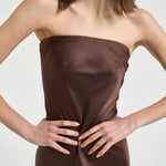Abito donna satinato marrone 14555 3093 FORTE FORTE 