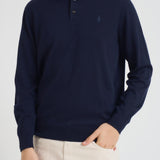 Maglia uomo in lana con colletto polo blu 710941104 001 RALPH LAUREN 
