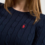 Maglia donna girocollo a trecce blu notte 211971869 008 RALPH LAUREN 