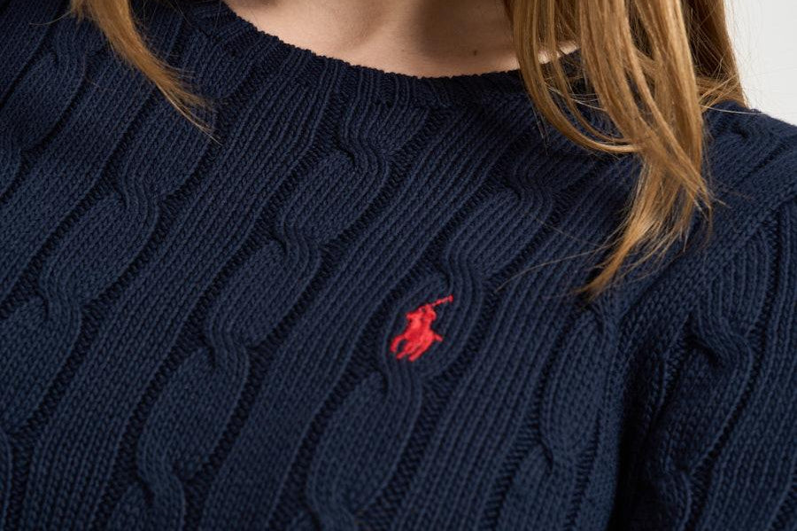 Maglia donna girocollo a trecce blu notte 211971869 008 RALPH LAUREN 