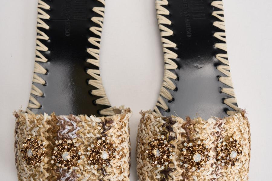 Ciabbatina donna beige e nera K06 PANNA EMANUELA CARUSO CAPRI 