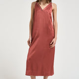 Abito donna midi rosso mattone A02056 06638124 PESERICO 