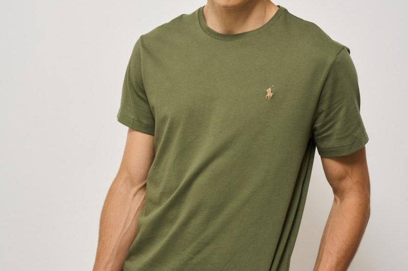 T-shirt uomo girocollo verde militare 710671438 389 RALPH LAUREN 