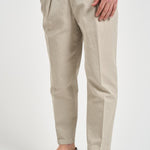Pantalone uomo doppia pinces beige BELLOD 30001623 BRIGLIA 