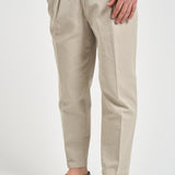 Pantalone uomo doppia pinces beige BELLOD 30001623 BRIGLIA 