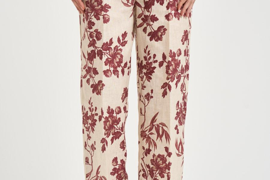 Pantalone donna stampa floreale panna S6SS66 FLW65 SEMICOUTURE 