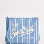 Pochette donna Aline in spugna a righe celeste ALINESPONGE 07447L MC2 SAINT BARTH 