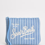 Pochette donna Aline in spugna a righe celeste ALINESPONGE 07447L MC2 SAINT BARTH 