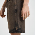 Bermuda uomo in denim vissuto marrone 100501 16BARK REPRESENT 