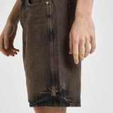Bermuda uomo in denim vissuto marrone 100501 16BARK REPRESENT 