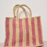Borsa donna Colette in rafia a righe rosa COLETTERAFIA 01527H MC2 SAINT BARTH 