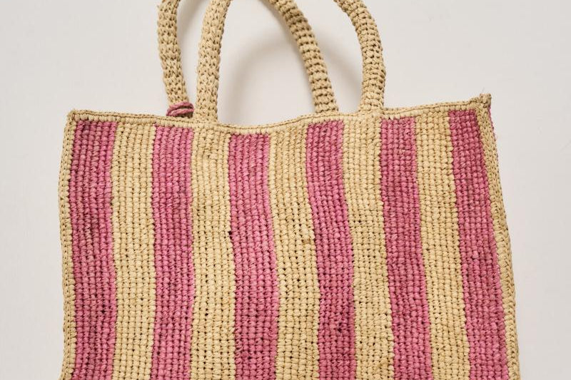 Borsa donna Colette in rafia a righe rosa COLETTERAFIA 01527H MC2 SAINT BARTH 
