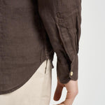 Camicia uomo "Pamplona" in lino marrone LINEN 18H MC2 SAINT BARTH 