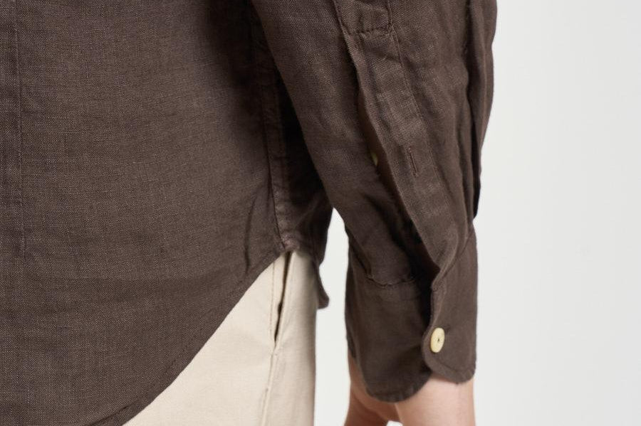 Camicia uomo "Pamplona" in lino marrone LINEN 18H MC2 SAINT BARTH 