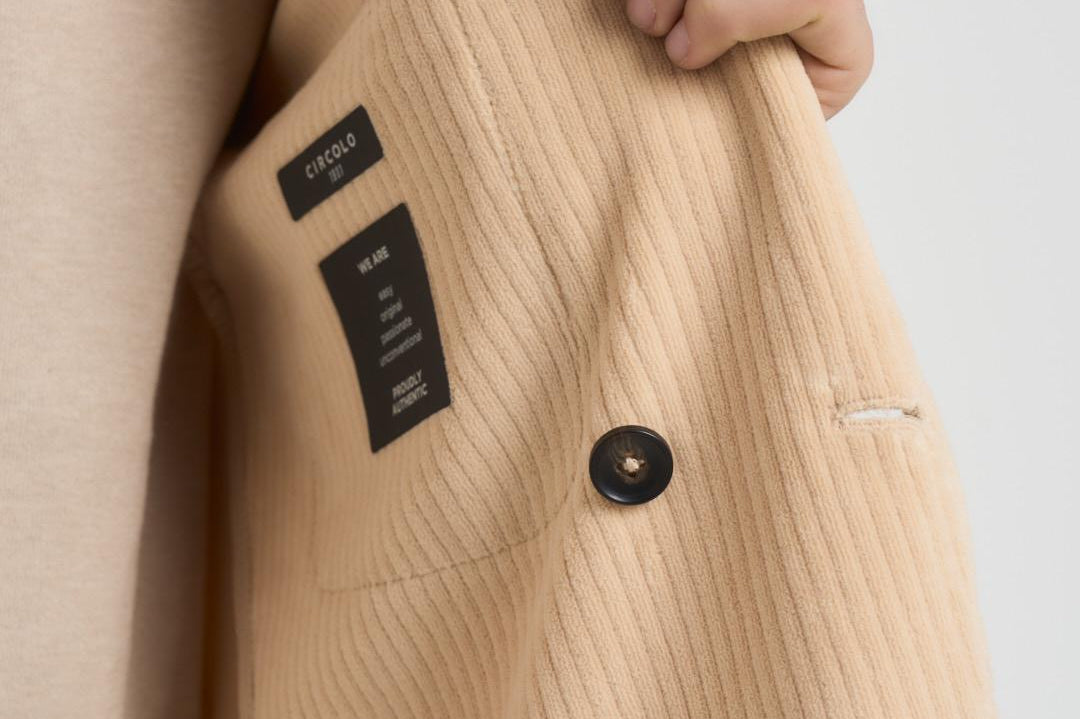 Giacca uomo doppiopetto in velluto panna CN4963 G1058 CIRCOLO 1901 