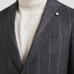 Abito uomo monopetto gessato grigio 2442+8364 535102 LUIGI BIANCHI 