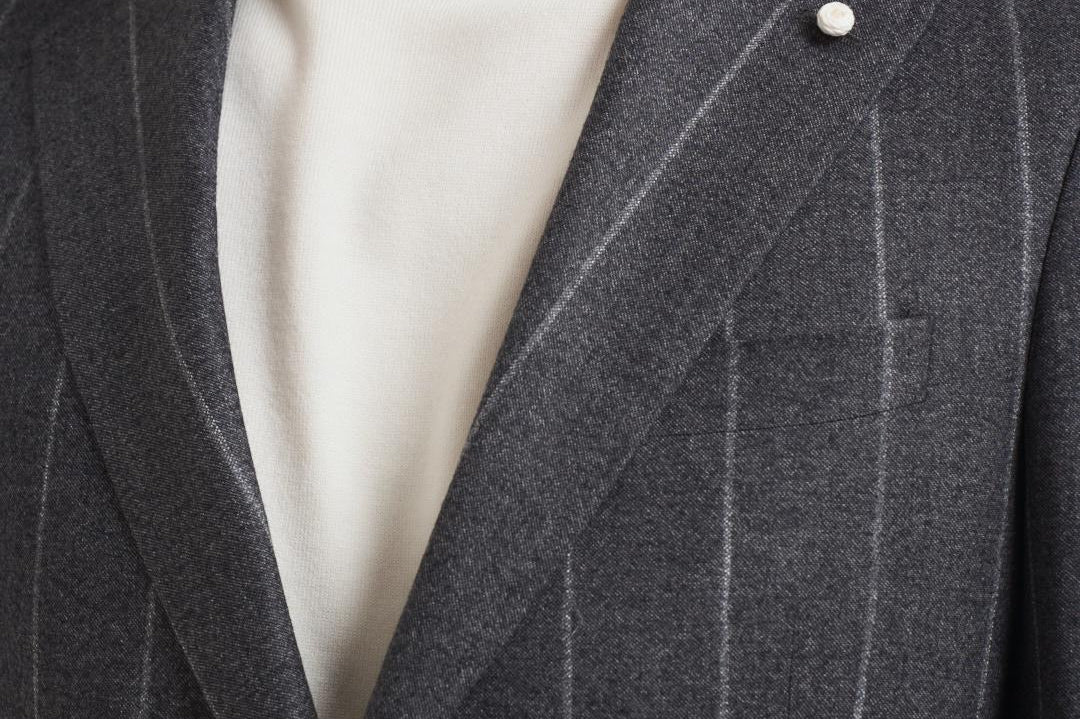 Abito uomo monopetto gessato grigio 2442+8364 535102 LUIGI BIANCHI 