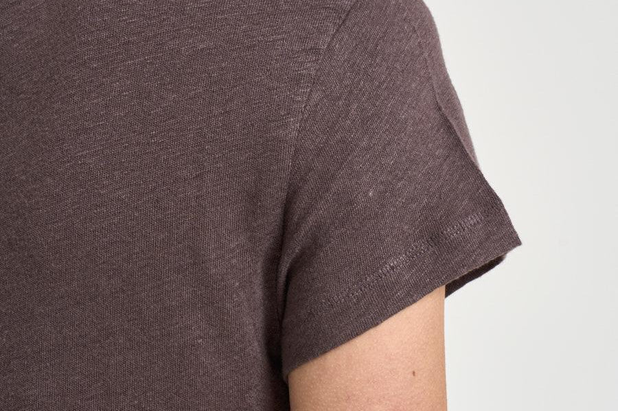 T-shirt donna in lino tortora THIRD MOCHA IRO 