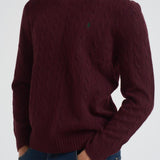 Maglia uomo a treccia bordeaux 710876762 011 RALPH LAUREN 