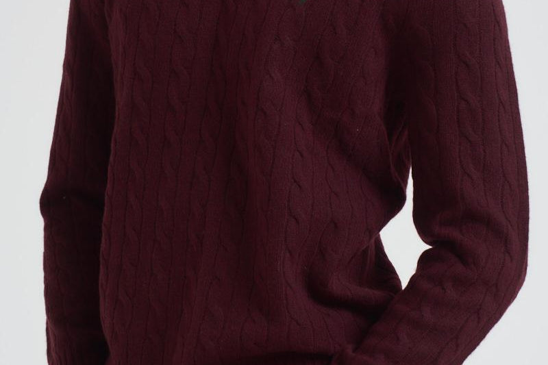 Maglia uomo a treccia bordeaux 710876762 011 RALPH LAUREN 