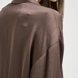 Camicia donna satinata marrone A06402 01943151 PESERICO 
