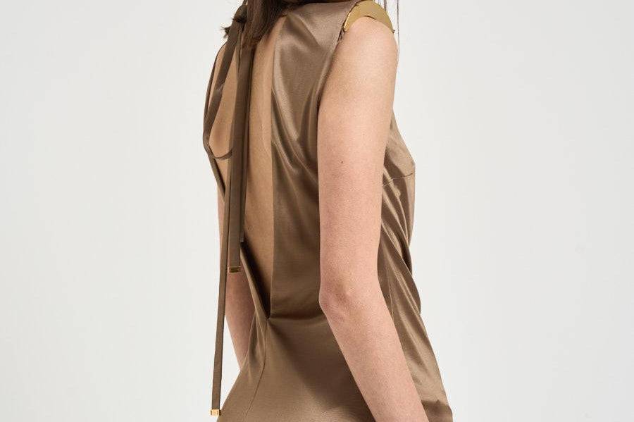 Abito donna drappeggiato tortora ABR24 229 ELISABETTA FRANCHI 