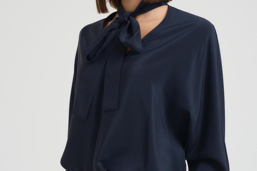 Blusa donna con fusciacca blu notte CACO 045 MAX MARA STUDIO 