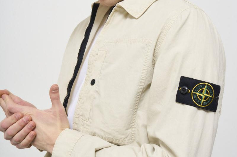 Camicia uomo panna con zip 1200032 S00WNV0195 STONE ISLAND 