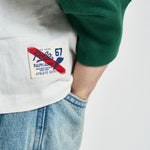 T-shirt uomo a manica lunga con stampa bianca e verde 710B13484 001 RALPH LAUREN 