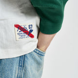 T-shirt uomo a manica lunga con stampa bianca e verde 710B13484 001 RALPH LAUREN 