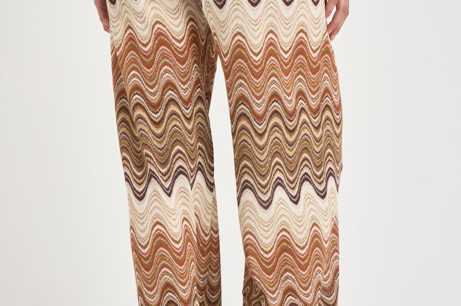 Pantalone donna degradé zig zag marrone AMALIA 01846L MC2 SAINT BARTH 