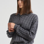 Polo donna Magnolie a trecce grigia 2025302 GRAPHITE LISA YANG 