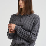 Polo donna Magnolie a trecce grigia 2025302 GRAPHITE LISA YANG 