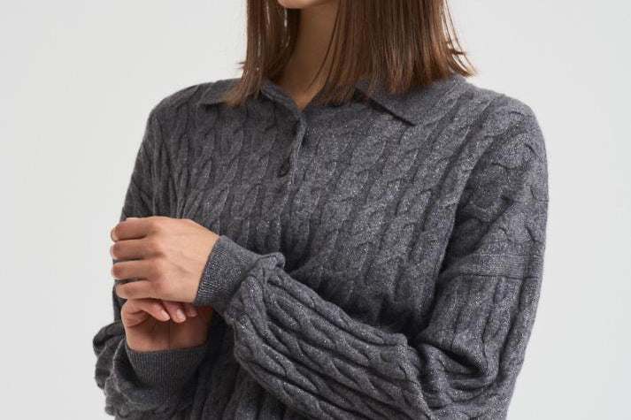 Polo donna Magnolie a trecce grigia 2025302 GRAPHITE LISA YANG 