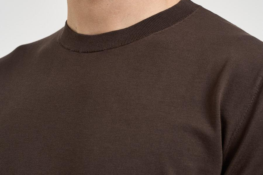 T-shirt uomo girocollo in maglia marrone 300421 170 KANGRA 