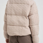 Giubbotto donna in maglia a trecce beige MYAWOOL 11 MC2 SAINT BARTH 