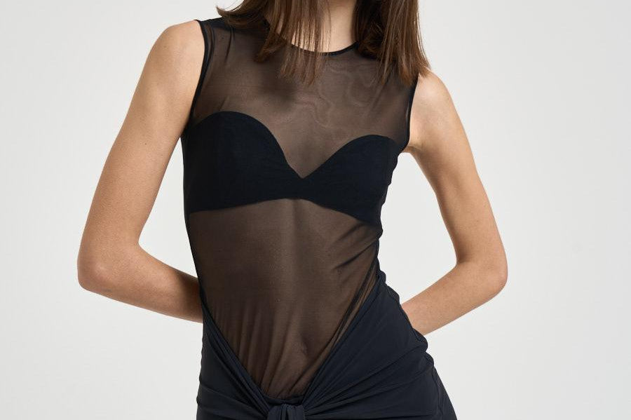 Abito donna con nodo nero 626SS6850O BLACK DANAME 